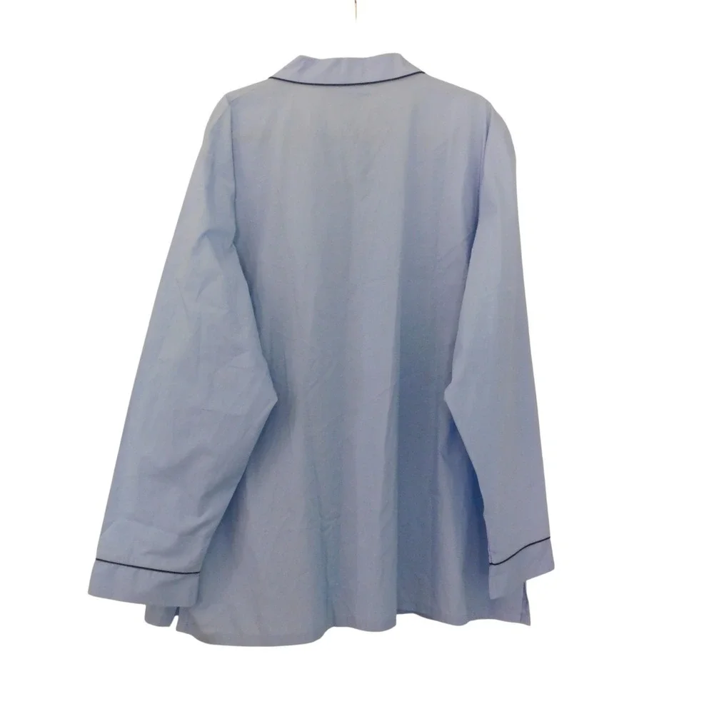 NEW Mens Cotton Pajamas Long Sleeve 2 Pc Button Front Blue Size 3X
